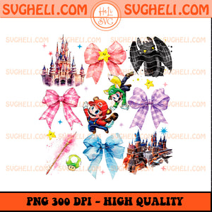 Retro Coquette Bow Watercolor Disney Epic Univers Png