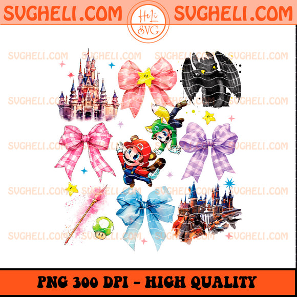 Retro Coquette Bow Watercolor Disney Epic Univers Png
