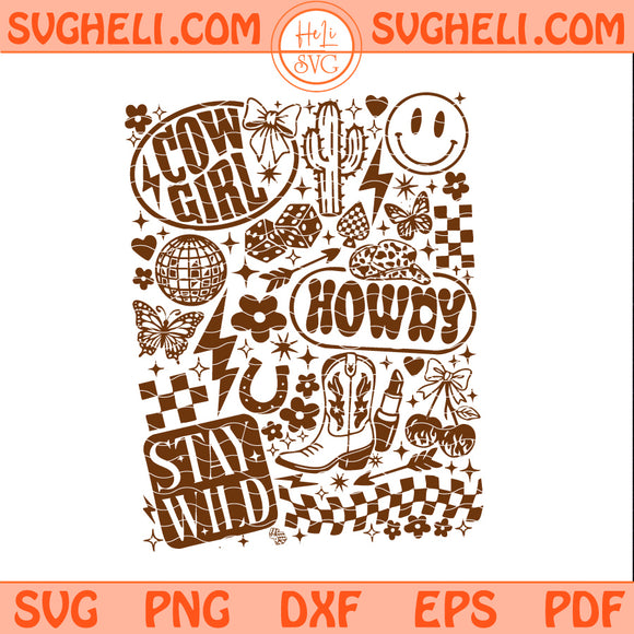 Retro Cowgirl Collage Svg Stay Will Svg Trendy Svg