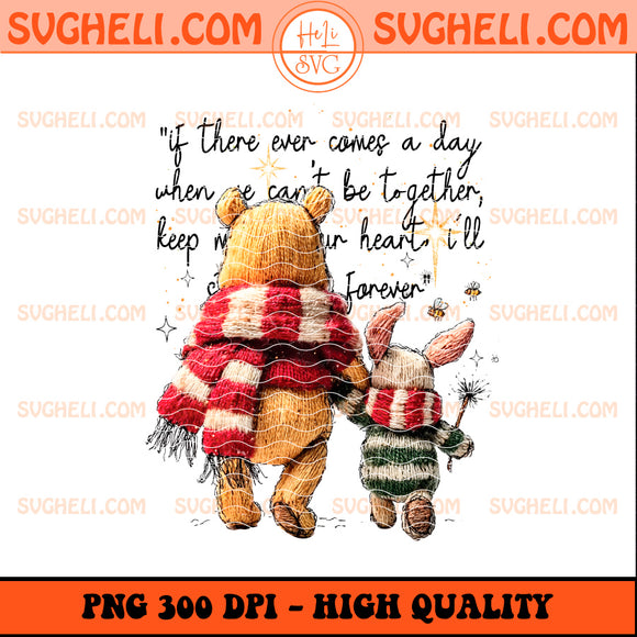 Retro Crochet Handwrite Pooh And Piglet Christmas Png