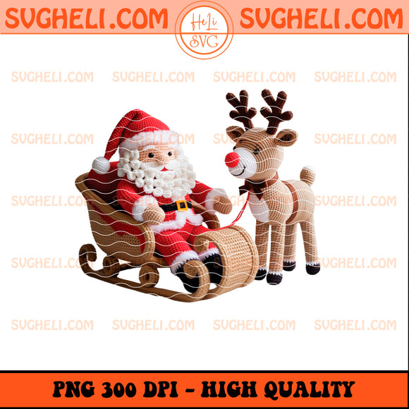 Retro Crochet Santa Png Faux yarn Santa Png Jolly StNick Png