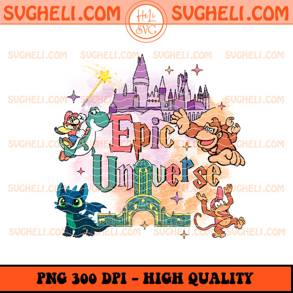 Retro Epic Universe 2025 Png Family Universe Park Trip Png