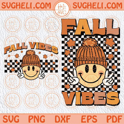Retro Fall Vibes Svg Checkered Smiley Groovy Fall Svg Autumn Svg Png Dxf Eps Files