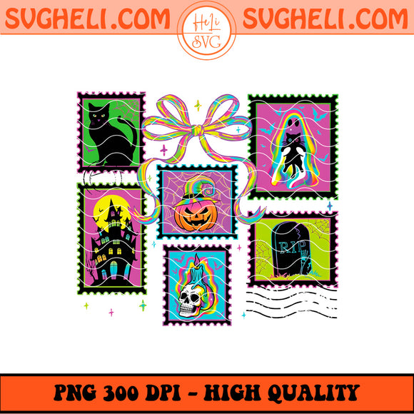 Retro Halloween Ghost Neon Png Trendy Neon Spoky Vibes Png Sublimation Design