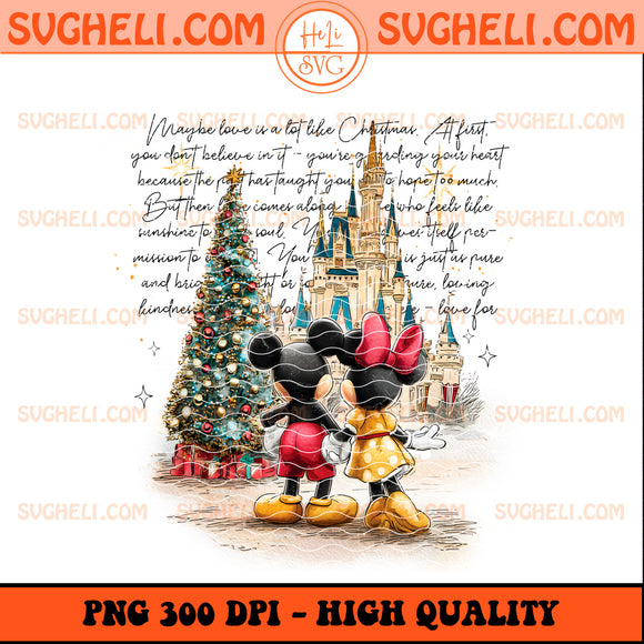 Retro Handwrite Mickey and Minnie Christmas Png