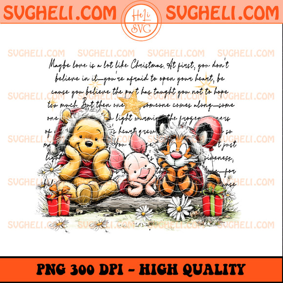 Retro Handwrite Winnie the Pooh Christmas Png