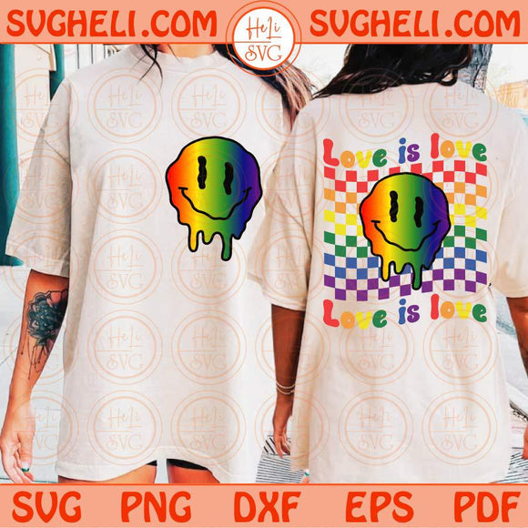 Retro Love is Love Svg Smiley Checkered LGBT Pride Svg LGBTQ Svg Png Dxf Eps Files