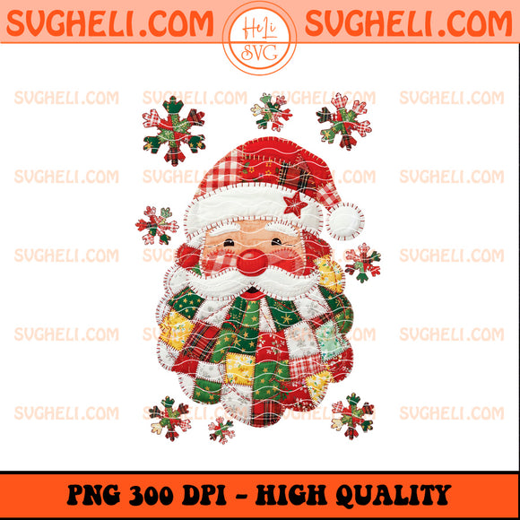 Retro Patchwork Santa Png Preppy Christmas Patchwork Png