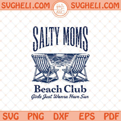 Retro Salty Moms Beach Club Svg Trendy Summer Vibes Svg Png Dxf Eps Files
