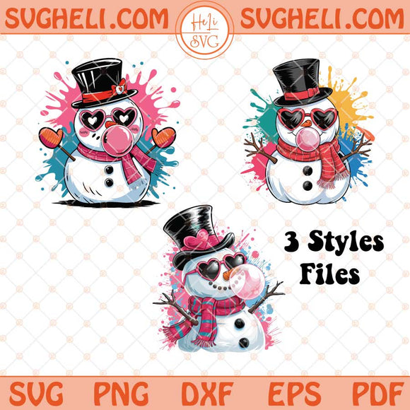 Retro Snowman Christmas Blowing Bubble Svg Snowman Svg Png Dxf Eps 3 Styles Files