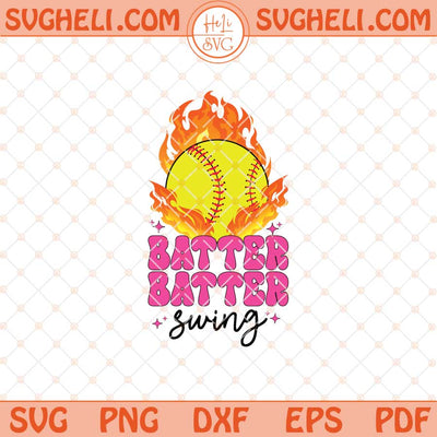 Retro Softball Batter Batter Swing Svg Game Day Softball Svg Png Dxf Eps Files