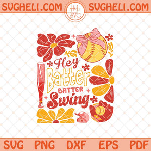 Retro Softball Batter Swing Svg Boho Softball Coquette Svg Png Dxf Eps Files