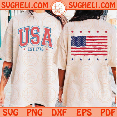 Retro USA Est 1776 Svg 4th Of July Svg Distressed American Flag Svg Png Dxf Eps Files