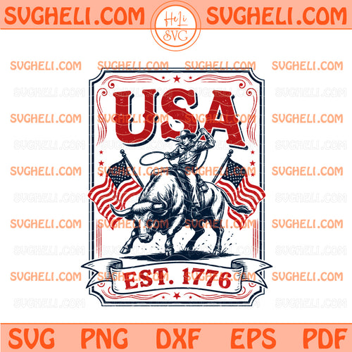 Retro Western USA 250th Anniversary Svg Patriotic Cowboy Svg