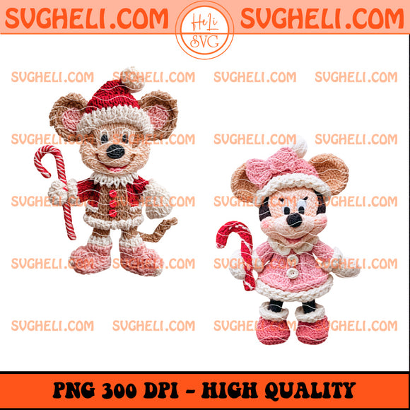 Retro Yarn Crochet Mouse Cartoon Christmas Png