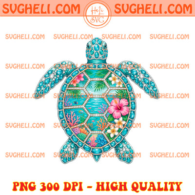 Rhinestone Summer Tropical Hibiscus Ocean Png Sea Turtle Png