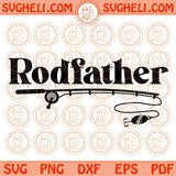 Rodfather Svg Funny Fishing Dad Svg Vintage Rod Father Svg Png Dxf Eps Files