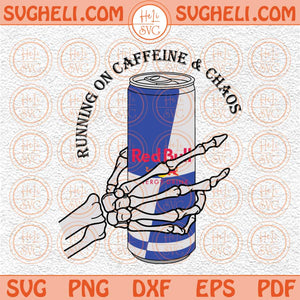 Running On Caffeine And Chaos Svg Funny Svg Retro Iced Coffee Svg Png Dxf Eps Files