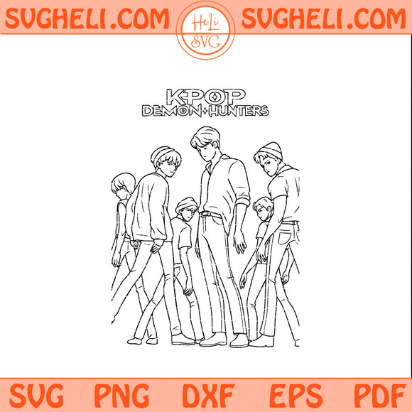 Saja Boys Outline Svg Kpop Demon Hunters Svg Saja Boys Svg