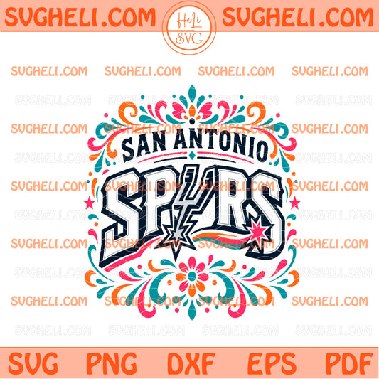 San Antonio Spurs Floral Svg Vintage Boho Spurs Svg