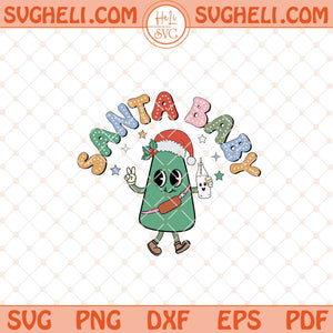 Santa Baby Svg Christmas Vibes Svg Retro Newborn Baby Svg Dxf Eps Files