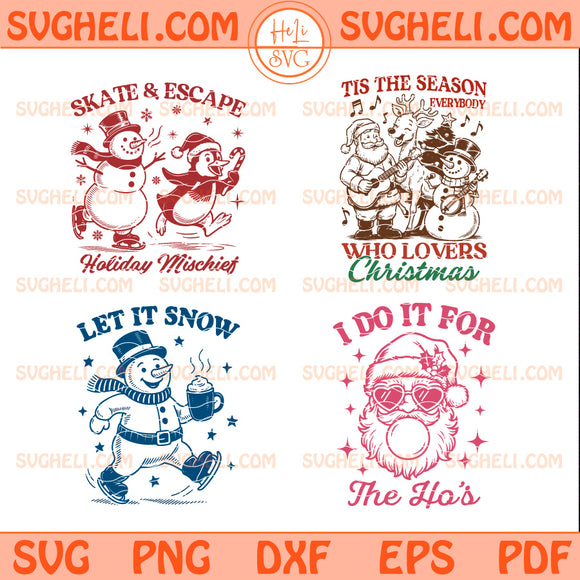 Sarcastic Santa Claus Svg Bundle Retro Christmas Svg