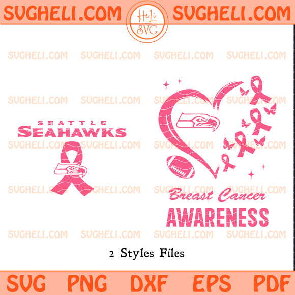 Seattle Seahawk October Breast Cancer Awareness Svg