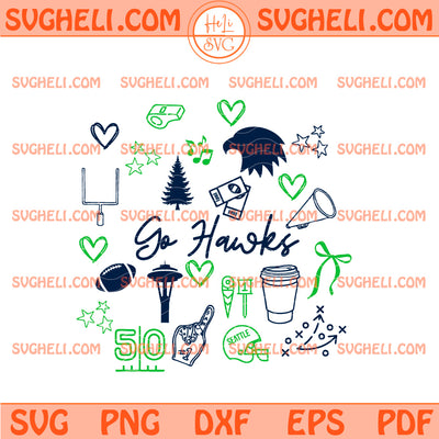 Seattle Seahawks Doodle Svg Go Hawks Fan Svg