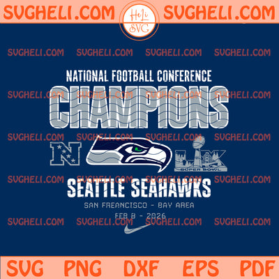 Seattle Seahawks Nike 2025 NFC Champions Team Nation Svg