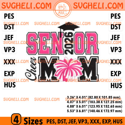 Senior Cheer Mom 2026 Embroidery Design Mom Embroidery File