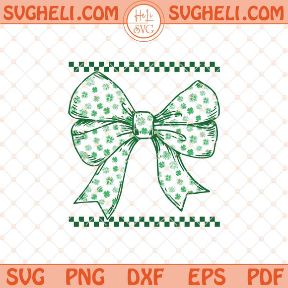 Shamrock Coquette Bow Svg Coquette St Patricks Clover Svg Png Dxf Eps Files