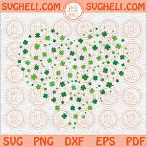 Shamrock Heart Svg Irish Love Svg St Patricks Heart Svg Lucky Svg Png Dxf Eps Files