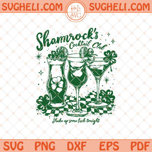 Shamrock's Coctail Club Svg Trendy St.Pattys Day Svg Png Dxf Eps Files