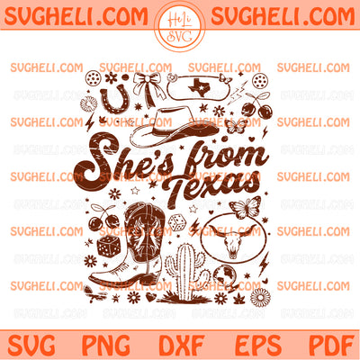 She's From Texas Svg Western Coquette Bow Svg Cowgirl Svg