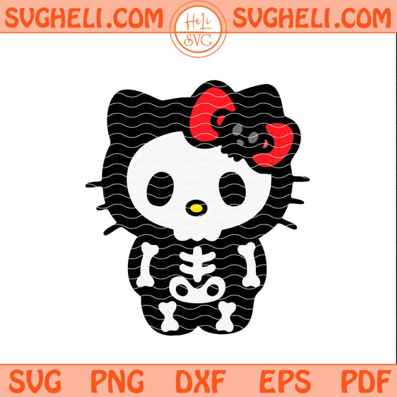 Skull Hello Kitty Halloween Svg Skeleton Hello Kitty Svg Png Dxf Eps Files
