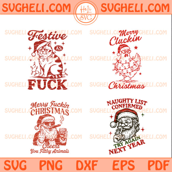 Snarky Christmas Svg Bundle Sarcastic Santa Claus Svg