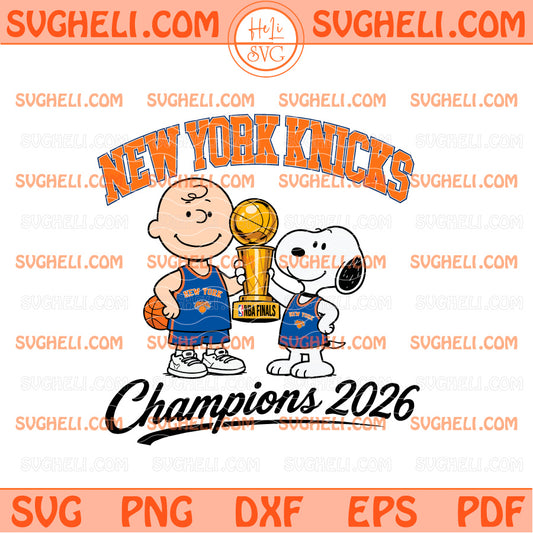 Snoopy And Charlie Brown Knicks NBA Champions 2026 Svg