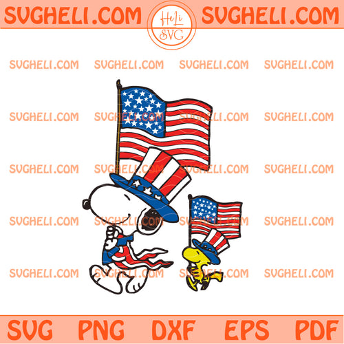 Snoopy And Woodstock American Flag 4Th Of July Svg