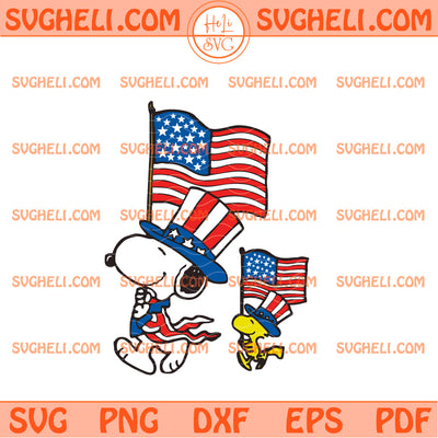 Snoopy And Woodstock American Flag 4Th Of July Svg