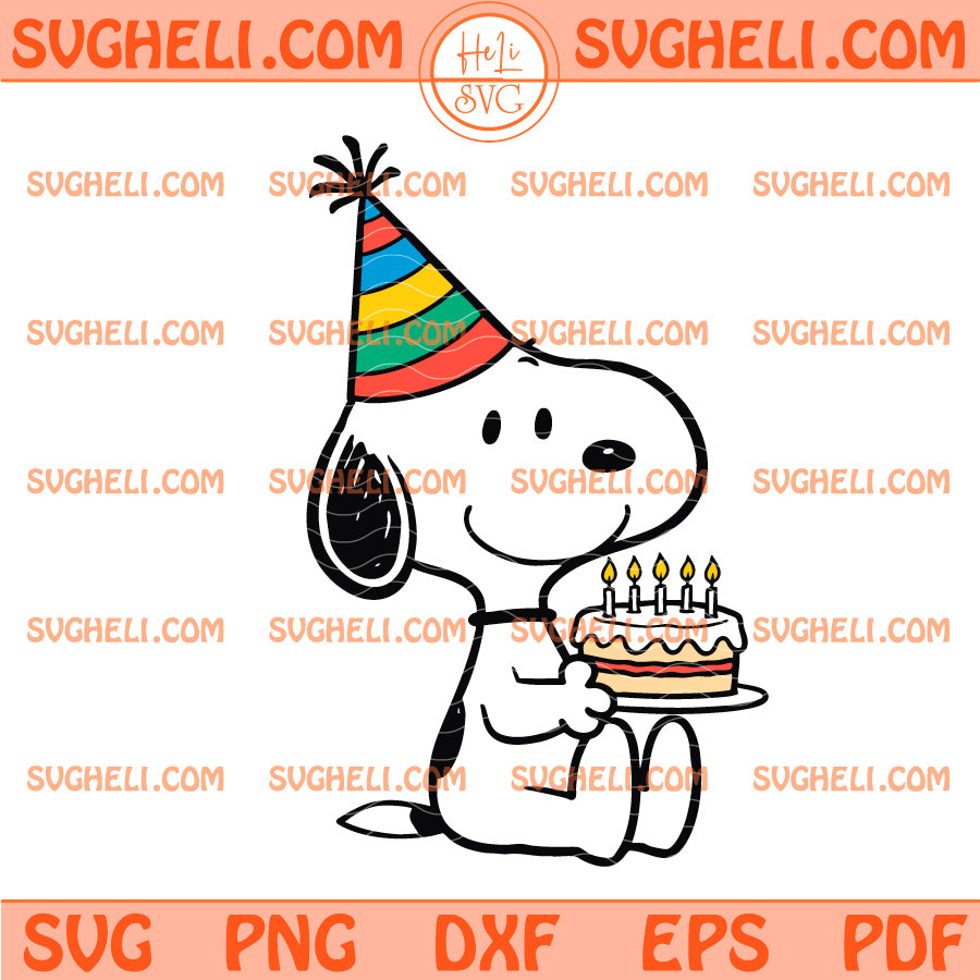 Snoopy Birthday Cake Svg Snoopy Birthday Svg