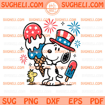 Snoopy Patriotic Puppy Ice Cream Svg 4th of July Snoopy Svg