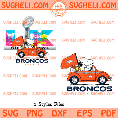 Snoopy Super Bowl Driving Car Denver Broncos Svg