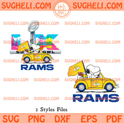 Snoopy Super Bowl Driving Car Los Angeles Rams Svg