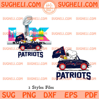 Snoopy Super Bowl Driving Car New England Patriots Svg