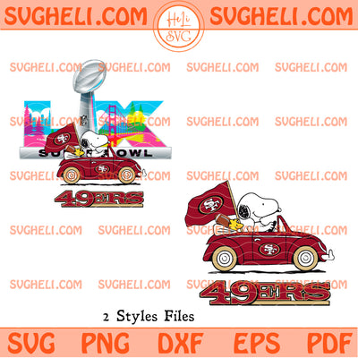 Snoopy Super Bowl Driving Car San Francisco 49ers Svg