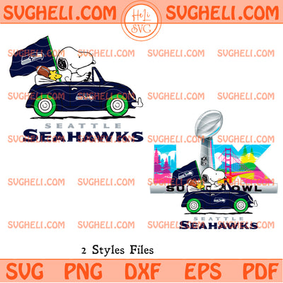 Snoopy Super Bowl Driving Car Seattle Seahawks Svg