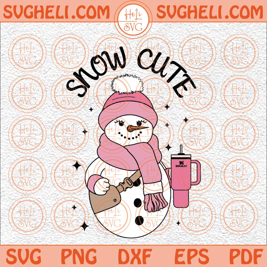 Snow Cute Snowman With Cup And Bag Svg Snow Cute Snowman Svg