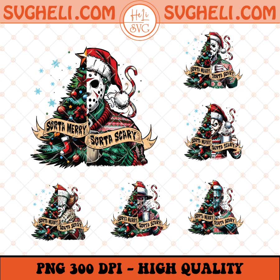 Sorta Merry Sorta Scary Killer Christmas Png Bundle Horror Png