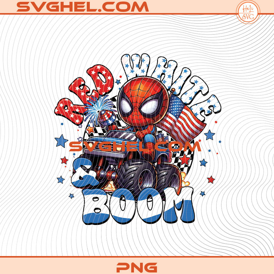 Spider Man Red White and Boom Png Spider Man 4th of July Png
