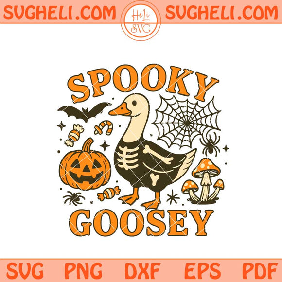 Spooky Goosey Svg Skeleton Goose Retro Halloween Svg Png Dxf Eps Files
